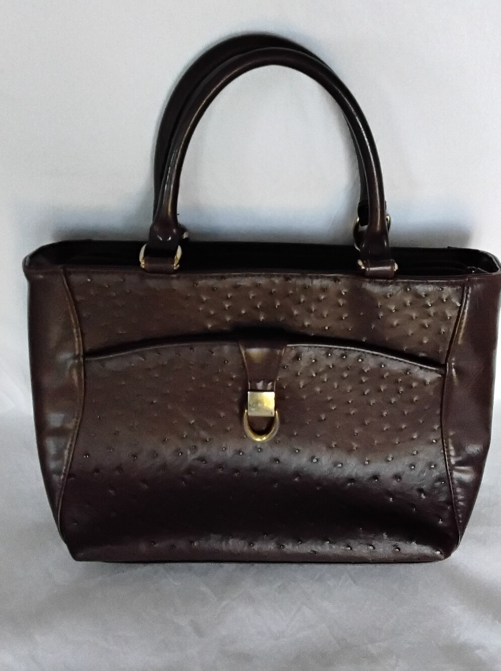 Vtg Carryland Brown Faux Ostrich Women's Multi Sac Purse